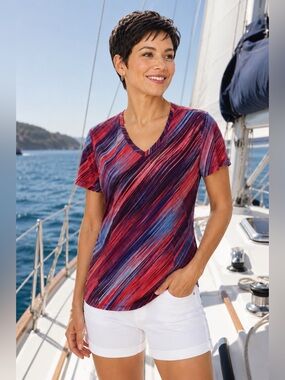 Reel Legends Ladies V-neck Top w/Vibrant Brushed Color